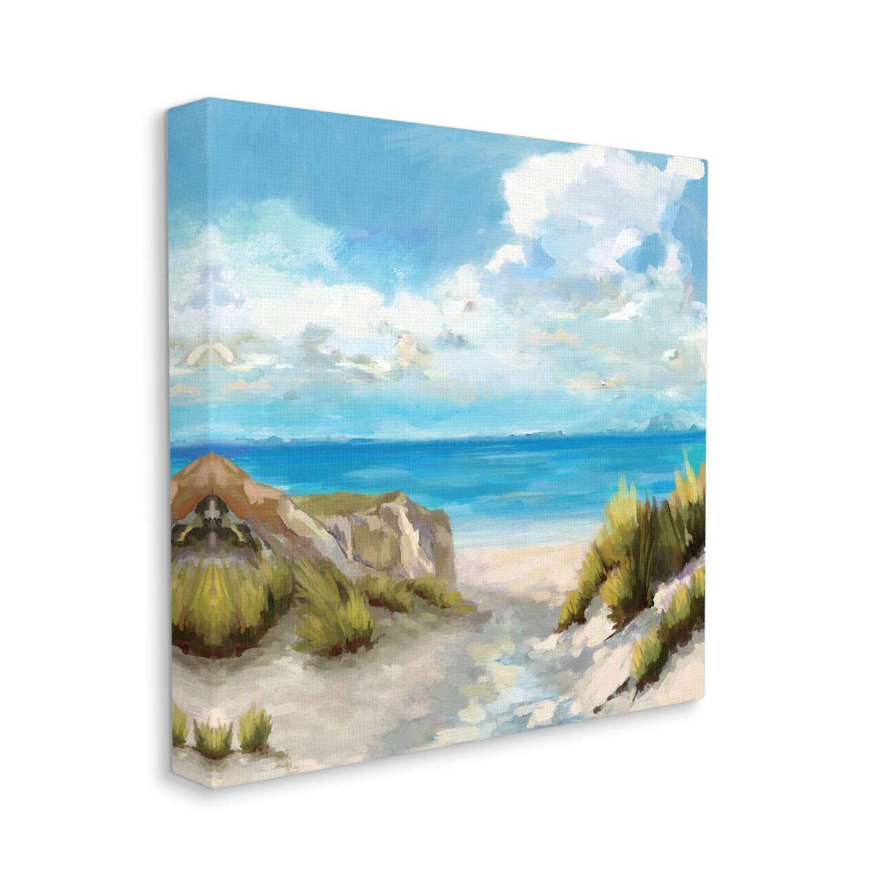 Stupell Industries Coastal Path to Beach Nautical Grass Cloudy Summer Sky Canvas Wall Art